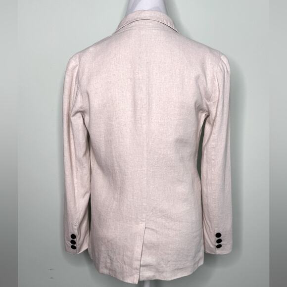 7 For All Mankind Womens Cream XS Linen Blend Blazer Single Breasted - Picture 6 of 10